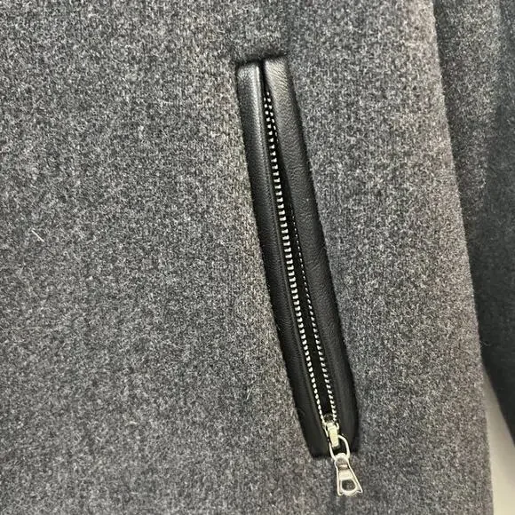 Sandro Paris Gray Wool Fur-Trimmed Hooded Winter Coat — French Luxury - Picture 8 of 10